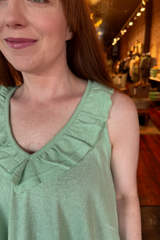 Dina Sage Ruffle Tank