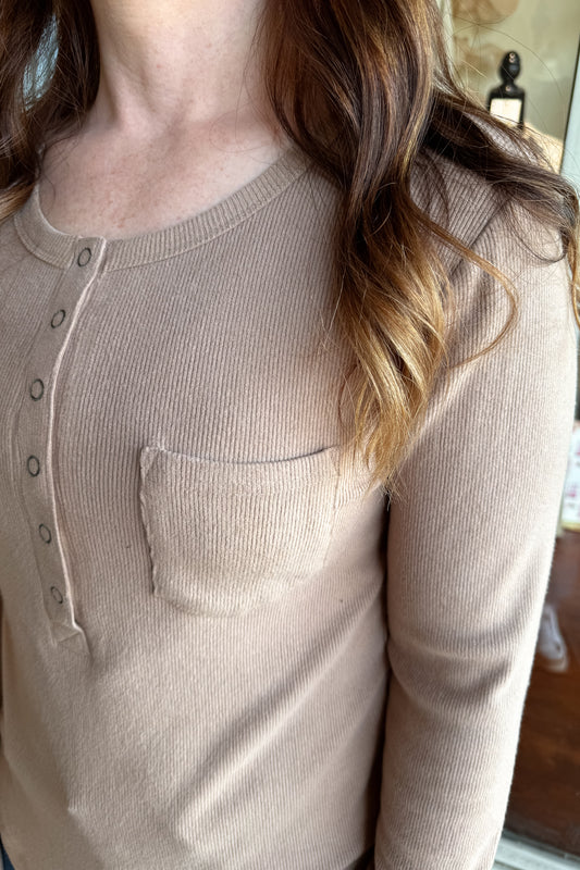 Charlie Taupe Ribbed Knit Top