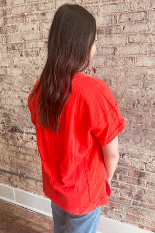 Orange V-Neck Conquer the Day Top