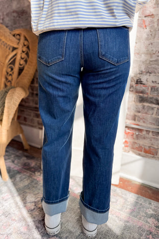 Risen Tummy Control High Raise Straight Jeans