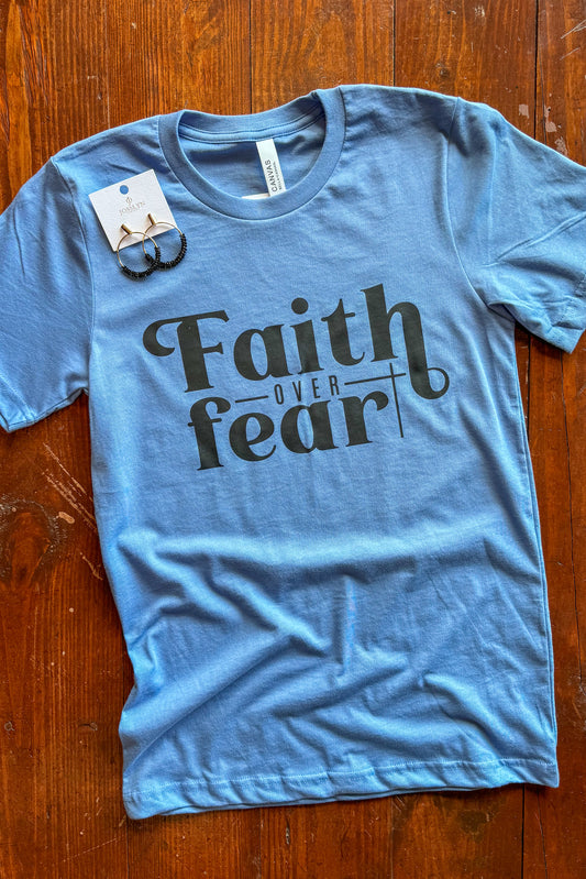 Faith Over Fear Periwinkle Tee