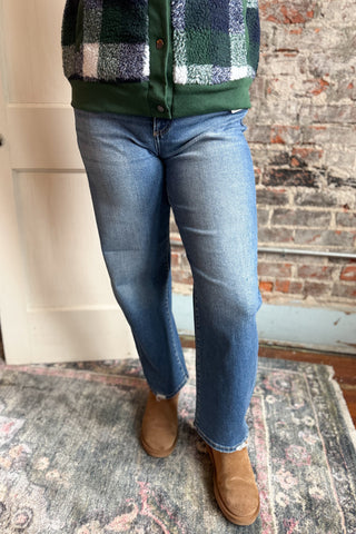 Risen Tummy Control High Rise Ankle Slim Barrel Jeans