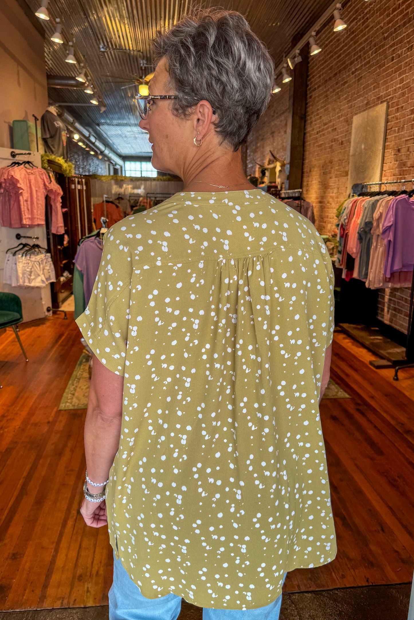 Golden Kiwi Woven Tunic Top