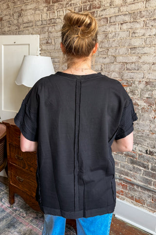 Black V-Neck Conquer the Day Top