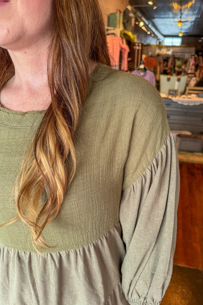 Faded Olive Mix Knit Top