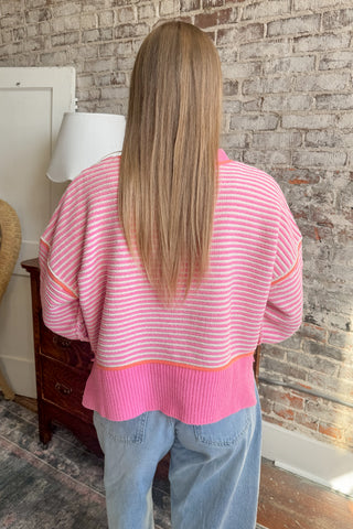 Pink Color Pop Striped Sweater