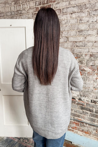Heather Grey Open Front Sweater Cardigan (+Curvy)