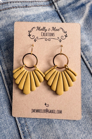 Mustard Fan Drop Earrings