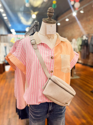 Sunset Color Block Pinstripe Top