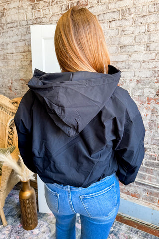 Black Hooded Full-zip Jacket