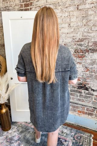 Midnight Gauze Button Down Dress
