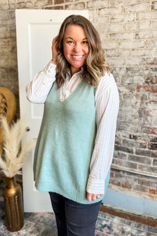 Mint V-Neck Sweater Vest Top