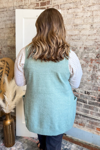 Mint V-Neck Sweater Vest Top