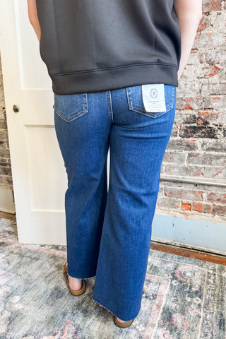 Risen High Rise Tummy Control Wide Crop Denim