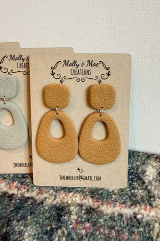 Camel Cement Stamped Clay Earrings