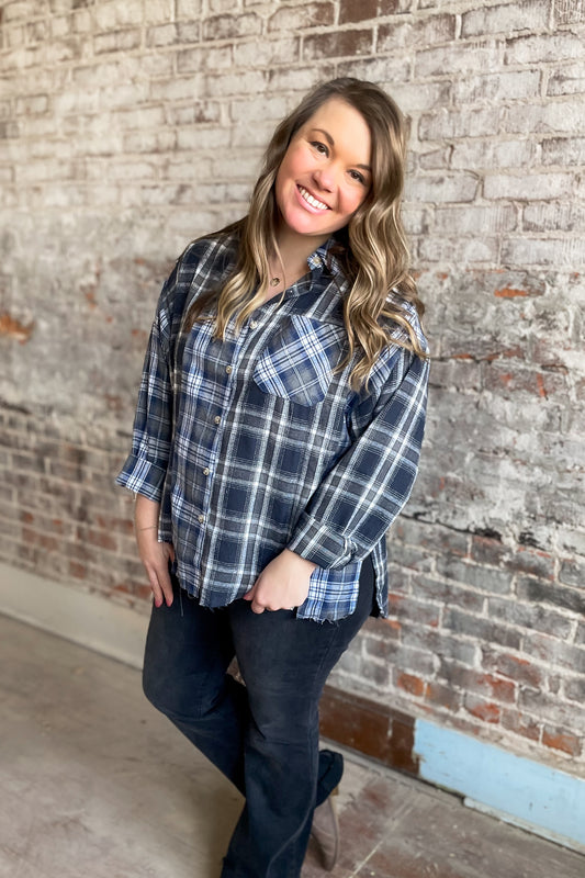 Nicole Plaid Flannel Top