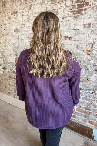 Plum Brushed Waffle Weave Top