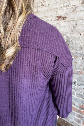 Plum Brushed Waffle Weave Top