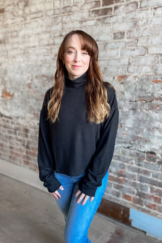 Rylie Black Turtle Neck Top