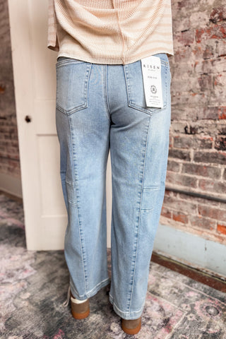 Risen Slouchy Ankle Patch Pocket Jeans