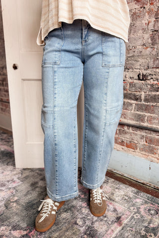 Risen Slouchy Ankle Patch Pocket Jeans
