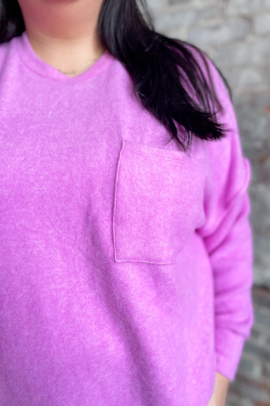 Bright Mauve Melange Long Sleeve Top