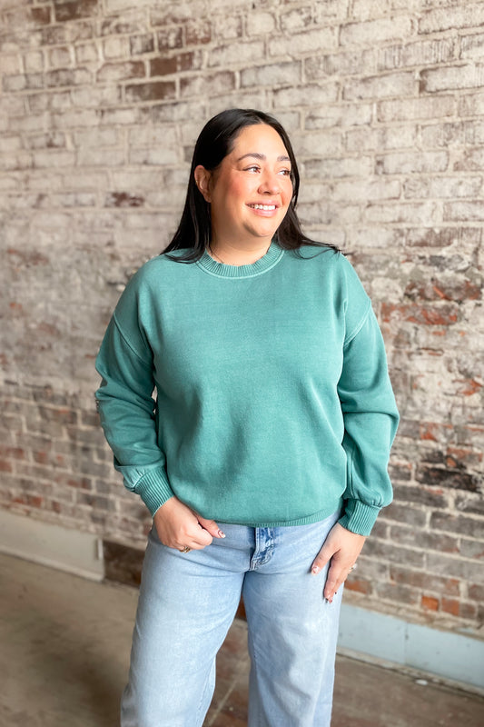 Talia Teal Crewneck Sweater