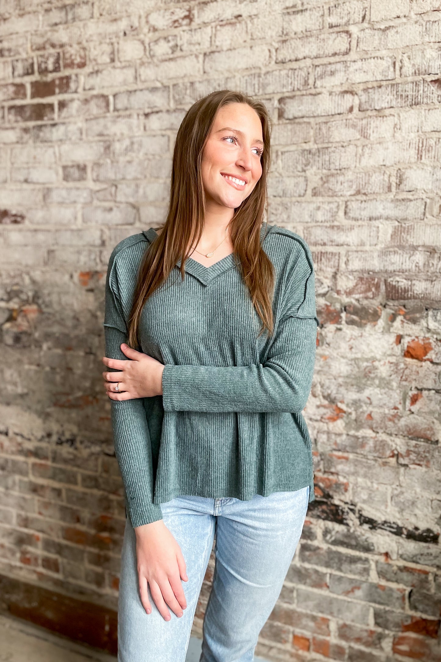 Jaded Stitch Ribbed Long Sleeve Top