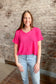 Fuchsia Fun Short Sleeve Sweater Top