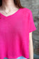 Fuchsia Fun Short Sleeve Sweater Top