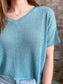 Teal Tide Short Sleeve Sweater Top