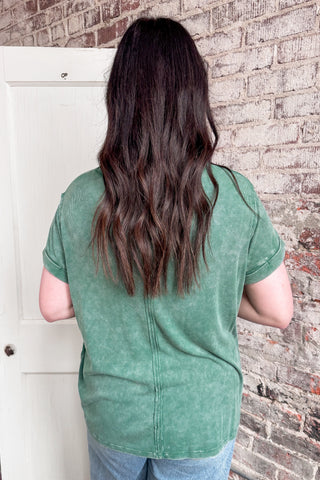 Forest Acid Wash Casual Ribbed Top
