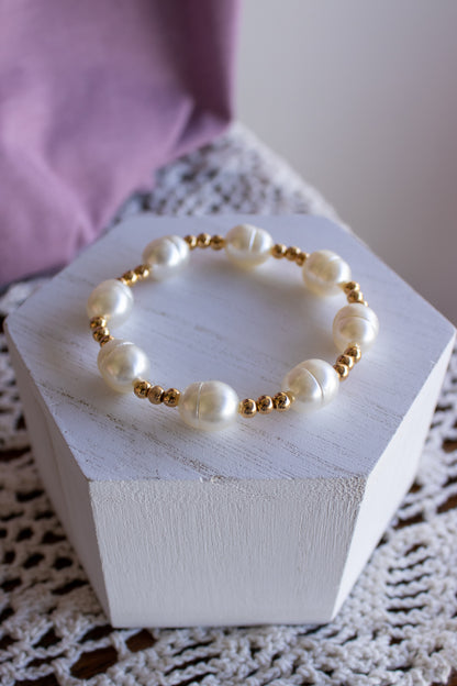 Pearl Adorned 18K Gold Filled Beaded Bracelet- Build Your Stack