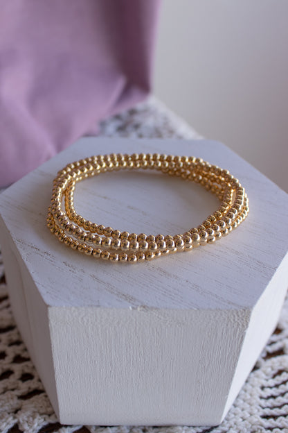 18k Gold Filled Bead Bracelets- Build Your Stack