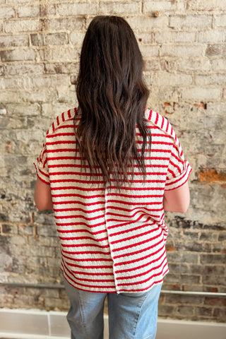 Ruby Striped Jacquard Round Neck Box Top (+Curvy)