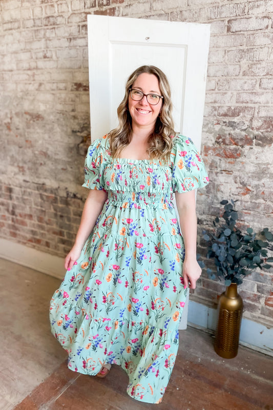 Mint to Be Floral Dress