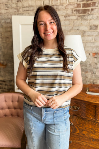 Mocha Neutrals Multi Stripe Top