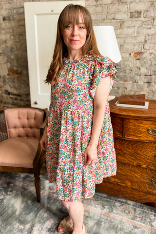 Cream Mix Floral Dress