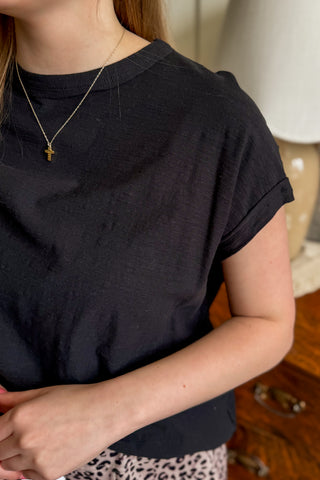 Black Essential Folded Tee