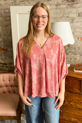 Rose Floral Dolman Blouse