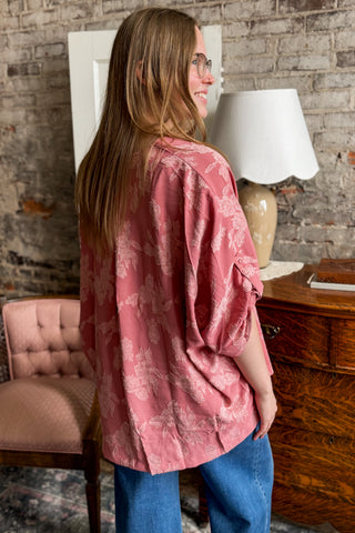 Rose Floral Dolman Blouse