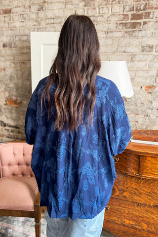 Navy Floral Dolman Blouse