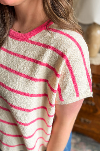 Rose Stripe Terry Knit Top