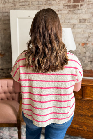 Rose Stripe Terry Knit Top