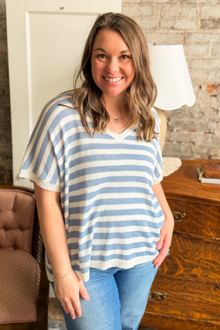 Baby Blue V-Neck Dolman Tee