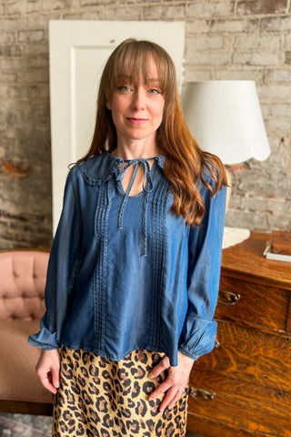 Peter Pan Collar Denim Top