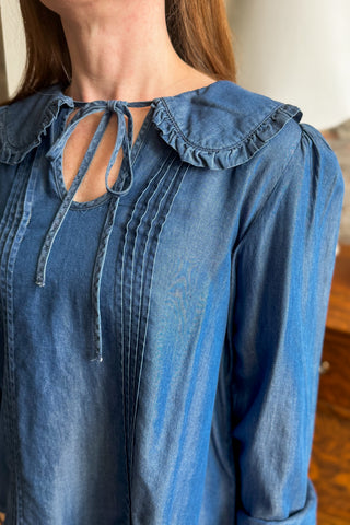 Peter Pan Collar Denim Top