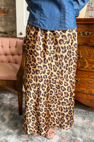Classic Leopard Satin Skirt