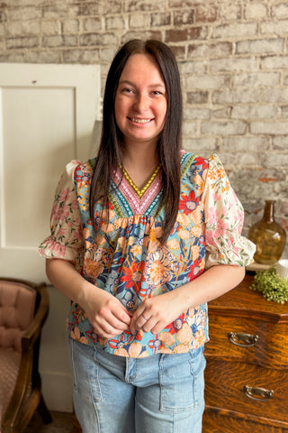 Color Pop Boho Floral Blouse
