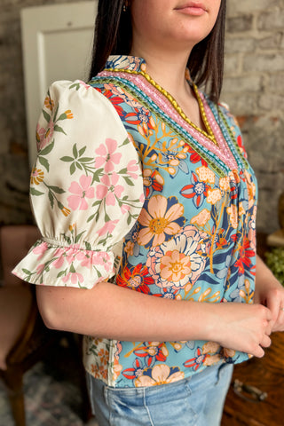 Color Pop Boho Floral Blouse